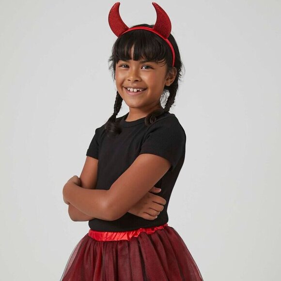Cute & Colorful Girls Devil Skirt & Horns Kids Dress up Fashion Costume Set - Picture 1 of 6